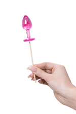 Розовый леденец  в форме анальной втулки со вкусом айриш крим - 29 гр.