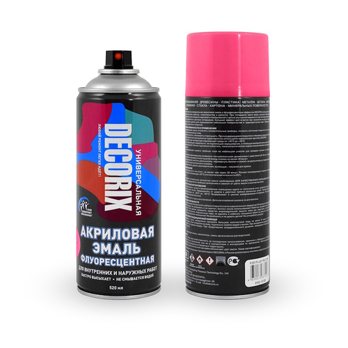Эмаль аэроз. DECORIX акрил.  флуоресцентная розовая  520мл  0102-06 DX