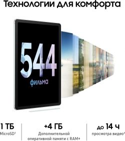 Планшет Samsung Galaxy Tab S6 Lite SM-P620 1280 (2.4) 8C RAM4Gb ROM64Gb 10.4" TFT 2000x1200 Android 14 мятный 8Mpix 5Mpix BT WiFi microSD 1Tb 7040mAh