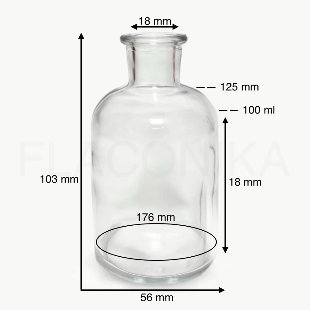 Комплект: Флакон для диффузора 100 мл прозрачный Антик с черной рифленой пробкой