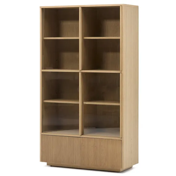 Витрина Helvine 4 двери 2 ящика дубовый шпон и закаленное стекло 100 x 174