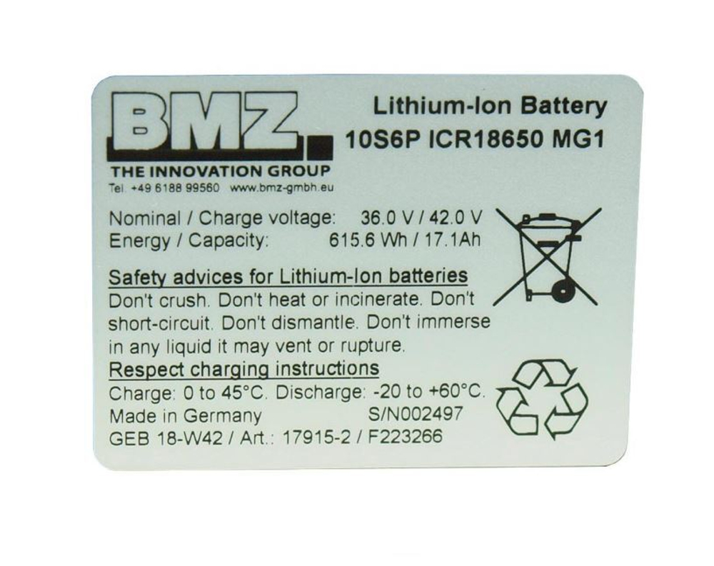Ремонт аккумулятор BMZ 36В 17.1Ач для E-Bike Ersatzakku