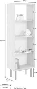 Дизайнерский стеллаж из массива дуба Виби 151х50х31 в стиле лофт, на металлических ножках
