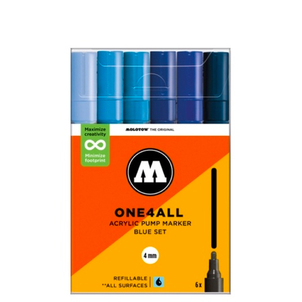 Набор маркеров Molotow ONE4ALL 227HS - 6шт Blue-Set (4мм)