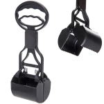 Совок - ковш для уборки за животными «Безконтактный», цвет черный, 28*7,5*9см (лейбл)