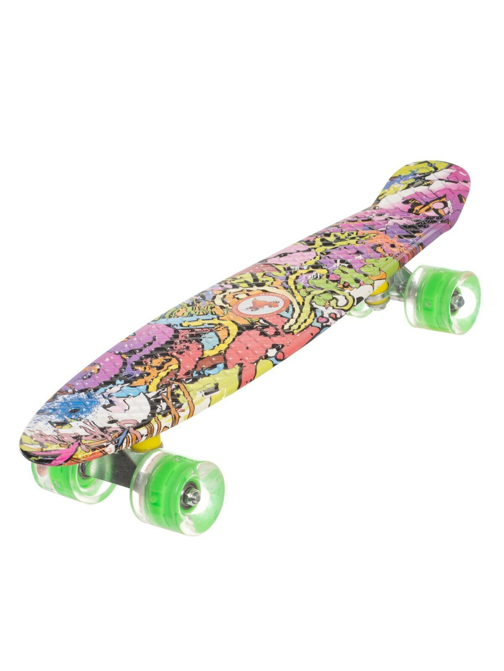 Скейт пенни-борд Igrokat Graffiti Green 22" с динамической подсветкой колес