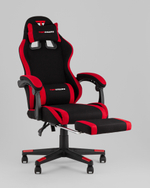 Кресло спортивное TopChairs Prophet с оттоманкой ткань черно-красный