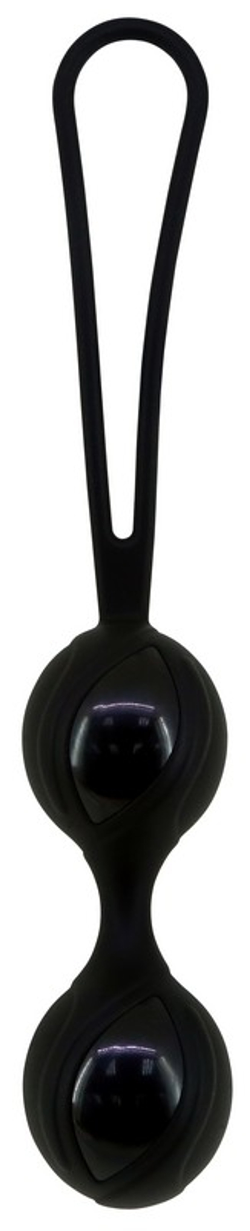 Чёрные силиконовые вагинальные шарики с петелькой (Цвет: черный)