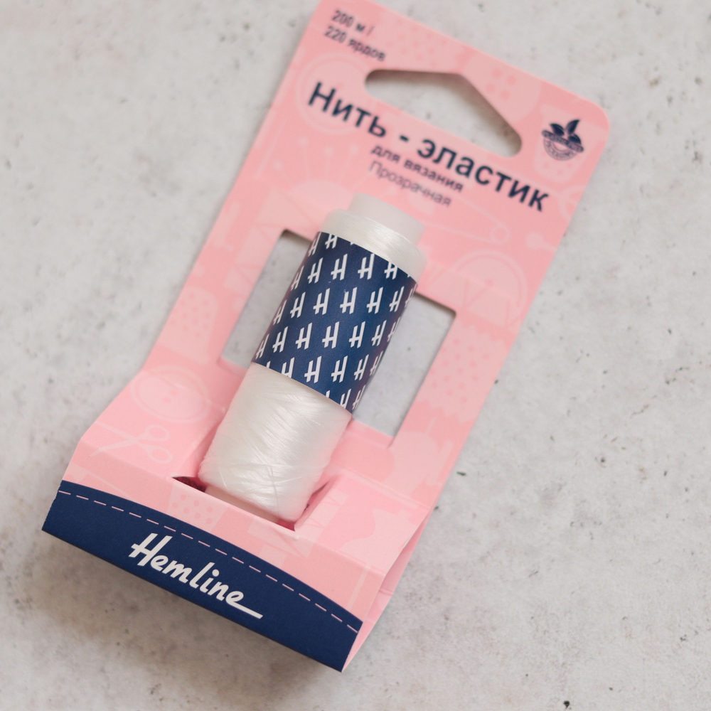 Нить-эластик для вязания, прозрачная, 200 м