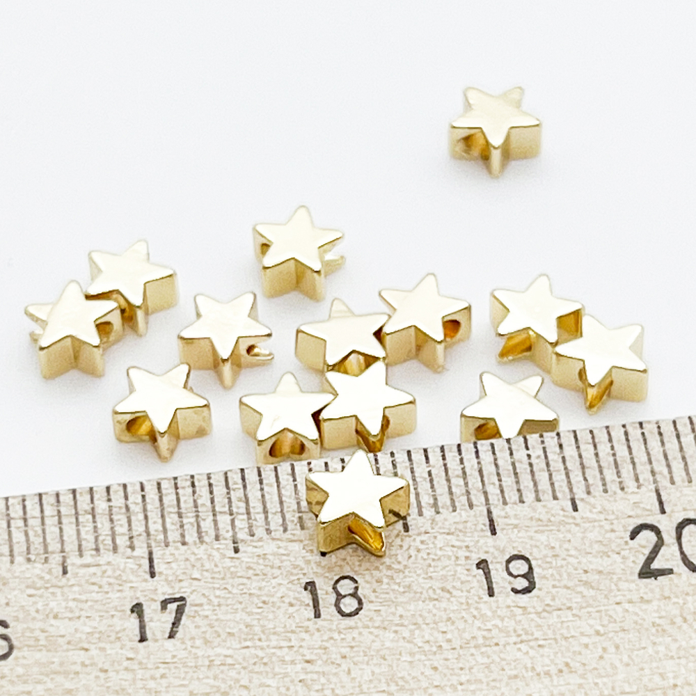Бусина Звезда, цвет золото, размер 6 мм, цена за 1 шт