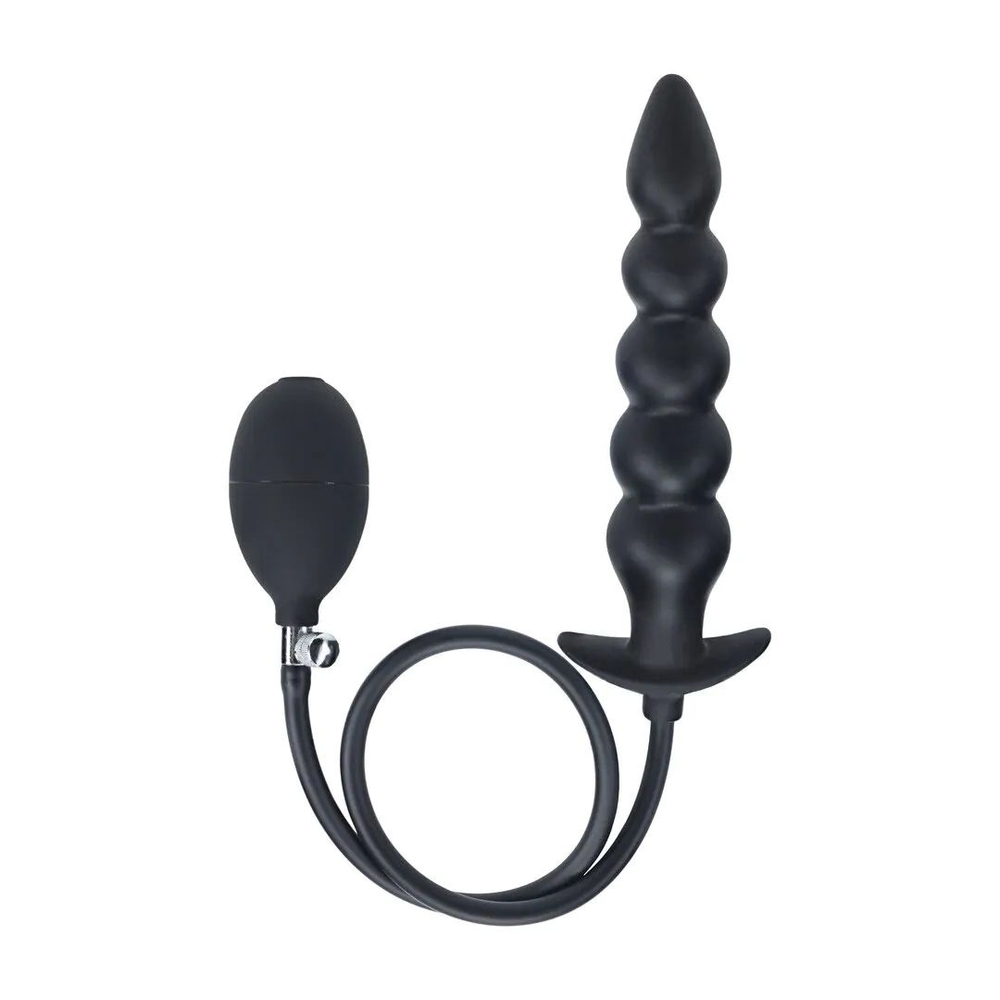 Черная анальная елочка с функцие расширения Beaded Inflatable Silicone Anal Plug (Цвет: черный)