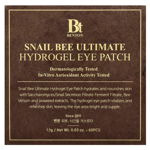 Benton, гидрогелевые патчи для глаз, Snail Bee Ultimate, 60 шт.