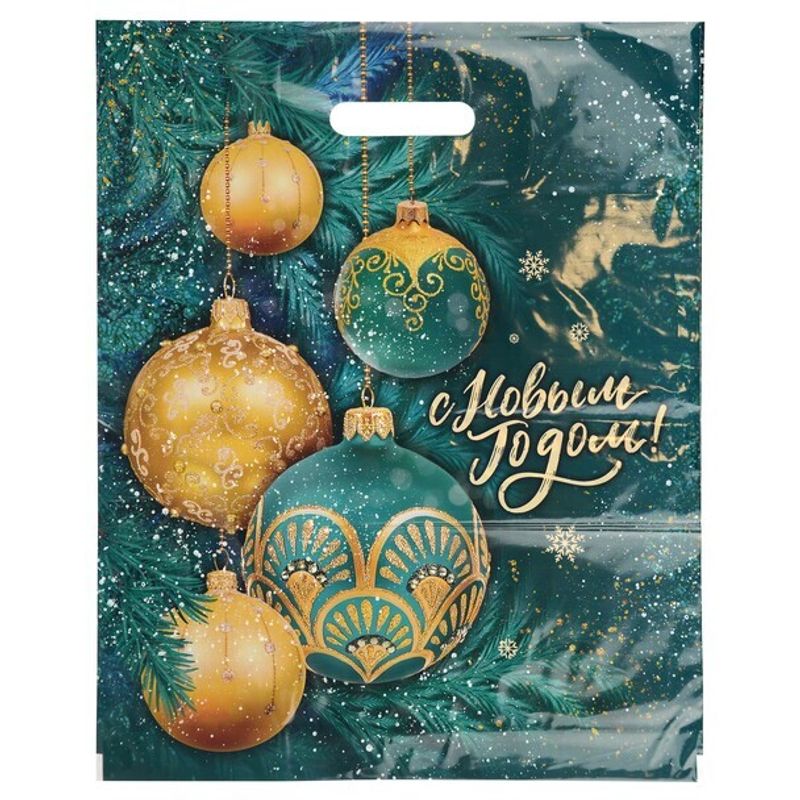 Пакет новогодний прорубная ручка Россия 38*47 см 60 мкм ПВД Сибирский декор  1 шт 500 шт/кор