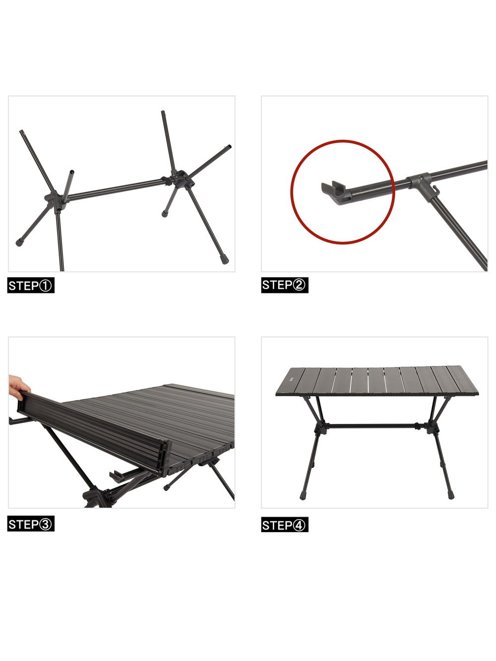 Стол туристический Naturehike FT11 алюминиевый, быстросборный, 75х55х44/34 см, складной, черный