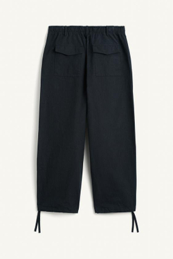 ZARA БРЮКИ СВОБОДНОГО КРОЯ ИЗ ХЛОПЧАТОБУМАЖНОЙ ТКАНИ, ТЕМНО-СИНИЙ