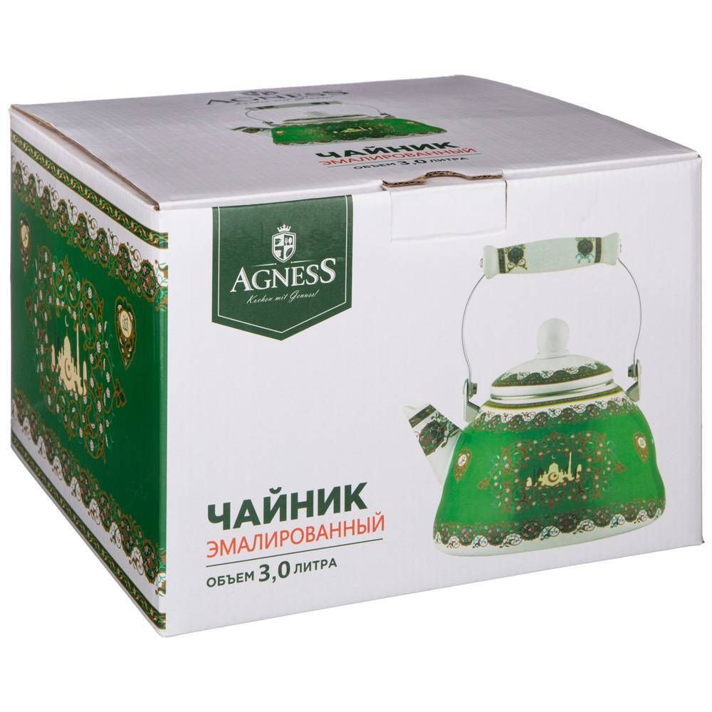 ЧАЙНИК AGNESS ЭМАЛИРОВАННЫЙ, СЕРИЯ СУРА, 3 Л (КОР=8ШТ.)