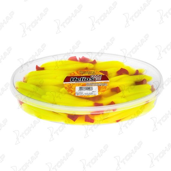 Виброхвост несъедоб. Jumbo 4,95&#39;/12.5 см Acid lemon &amp; Red 100шт. (HS-7-029-N) Helios
