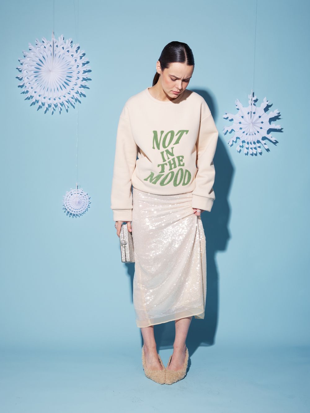 СВИТШОТ NOT IN THE MOOD PASTEL BEIGE