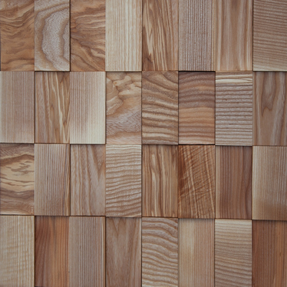 Деревянная мозаика для стен Wood Mosaic 3D Ясень Шашки