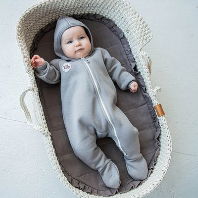 Warm hooded jumpsuit 0-3 months - Ash