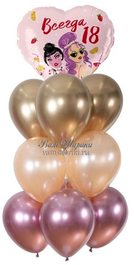 Букет шаров "Всегда 18... С ДР"