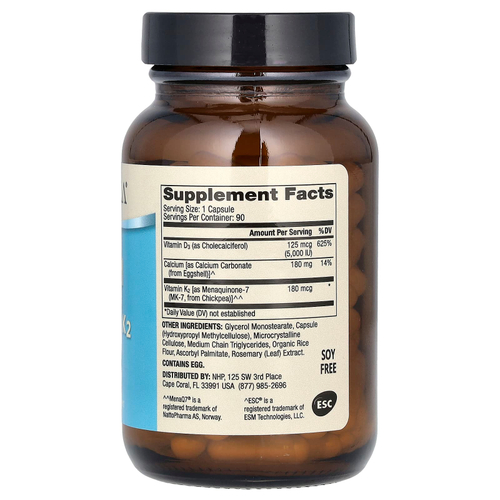 Dr. Mercola, кальций с витаминами D3 и К2, 90 капсул