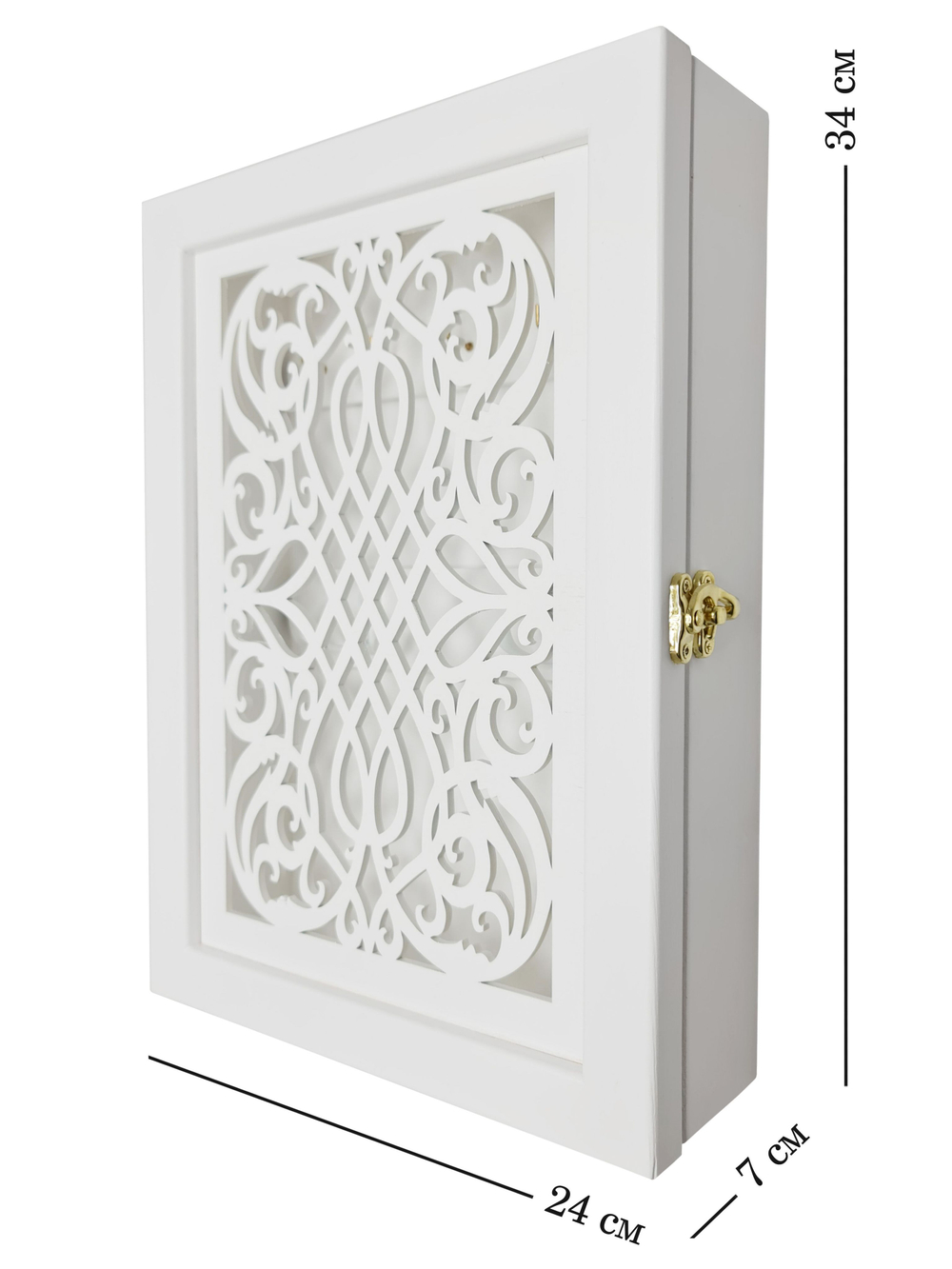 Ключница настенная "Прованс" 34*24*7см, из массива дерева с резной дверцей