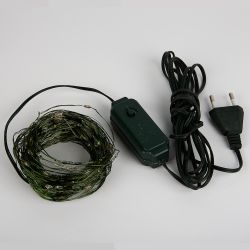 ULD-S2000-200-DGA WARM WHITE IP20 DEW Гирлянда светодиодная Роса. 20м. 200 светодиодов. Теплый белый свет. Провод зеленый. ТМ Uniel