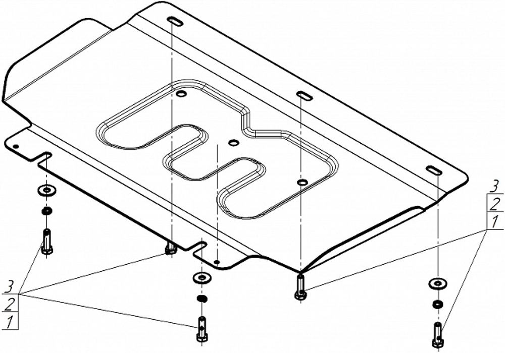 защита двигателя, переднего дифференциала. 2 мм, Сталь для KGM Rexton 2023-н.в., Motodor.72805