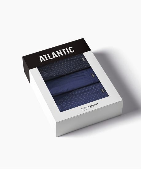 Мужские трусы (3шт) слипы спорт Atlantic 3MP-198, хлопок, темно-синий + голубой + темно-голубой