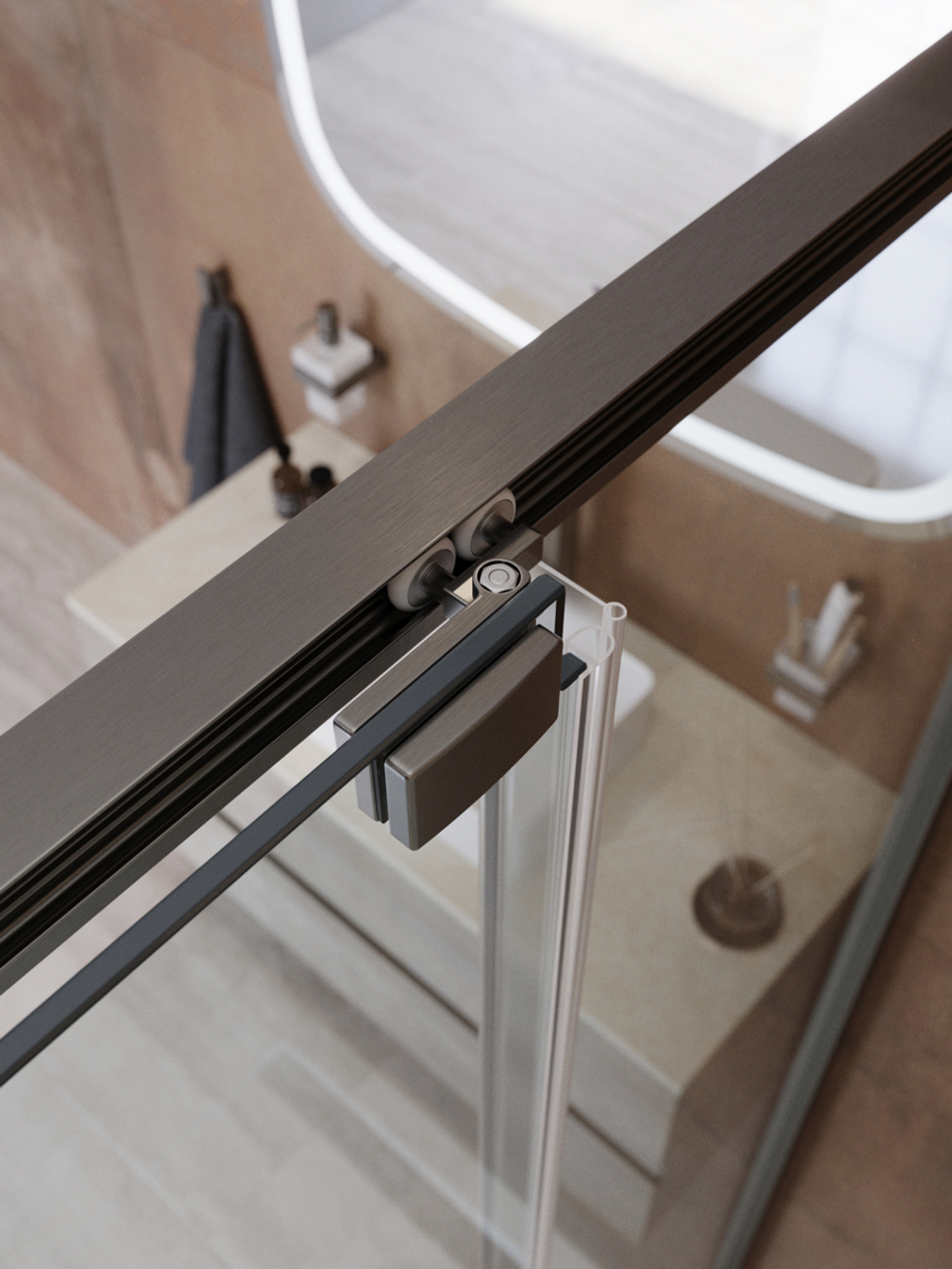 Душевой уголок Cezares LUX-AH-FS-11-120/90-C-GM, 120х90х195, профиль оружейная сталь, стекло прозрачное