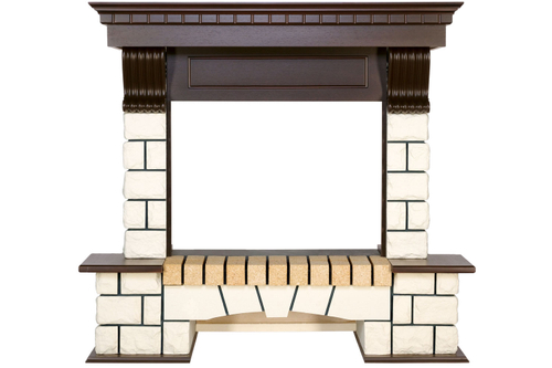 Каминокомплект Pierre Luxe - Белый / Темный дуб (Ширина 1150 мм) с очагом Dioramic 25 LED FX