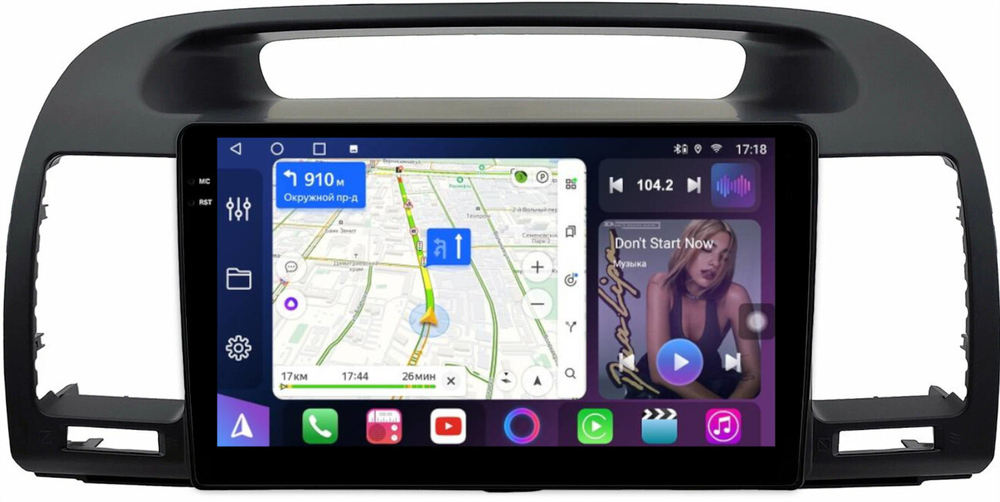 Магнитола Toyota Camry 30 2001-2006 (рамка черная) - FarCar BM3020M монитор 9.5" QLED на Android 14, TS10, 4+32Гб, CarPlay, 4G SIM-слот