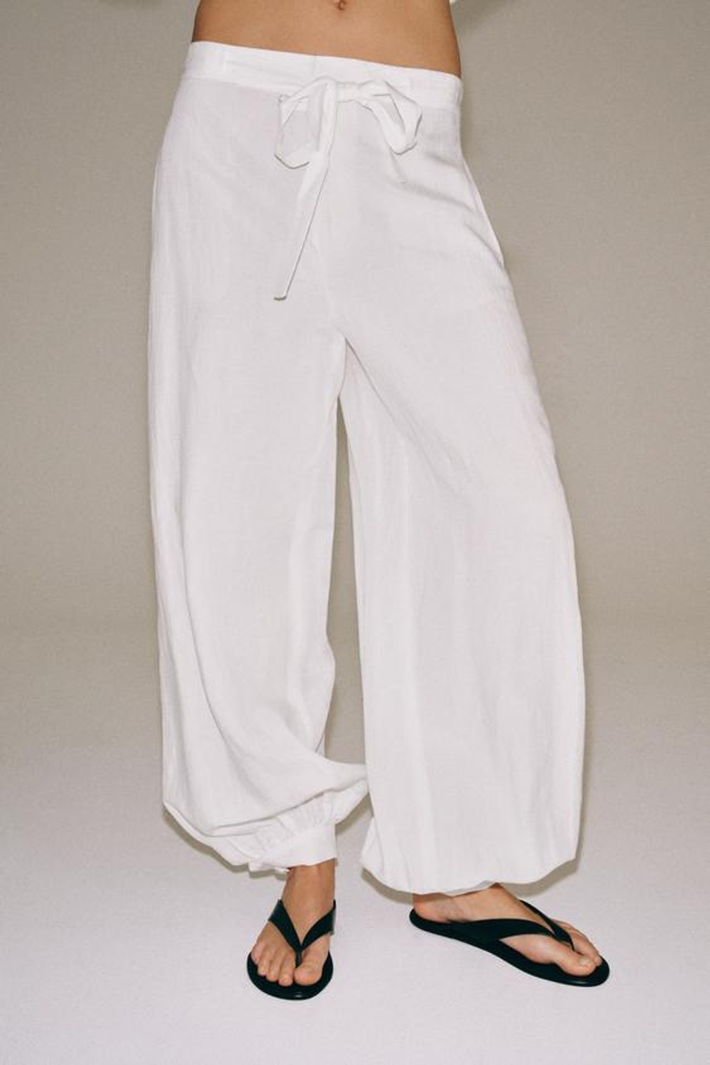 ZARA БРЮКИ-БАЛЛОНЫ — ZW COLLECTION, БЕЛЫЙ