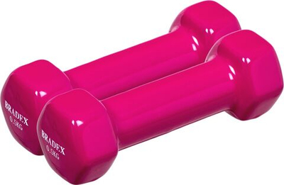 Набор гантелей обрезиненных по 0,5 кг, розовые, 2шт