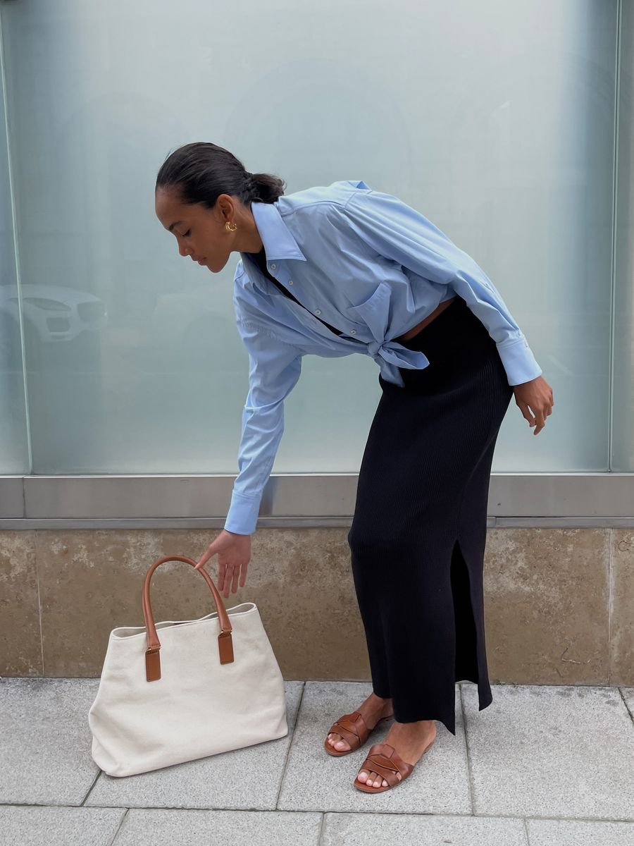 Юбка лапша с разрезом черная макси