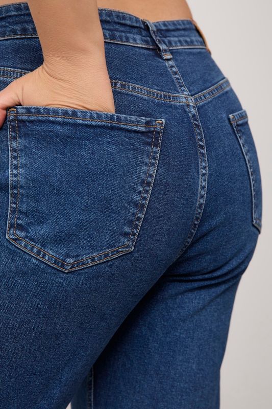 Джинсы straight fit с высокой посадкой, темно-синий