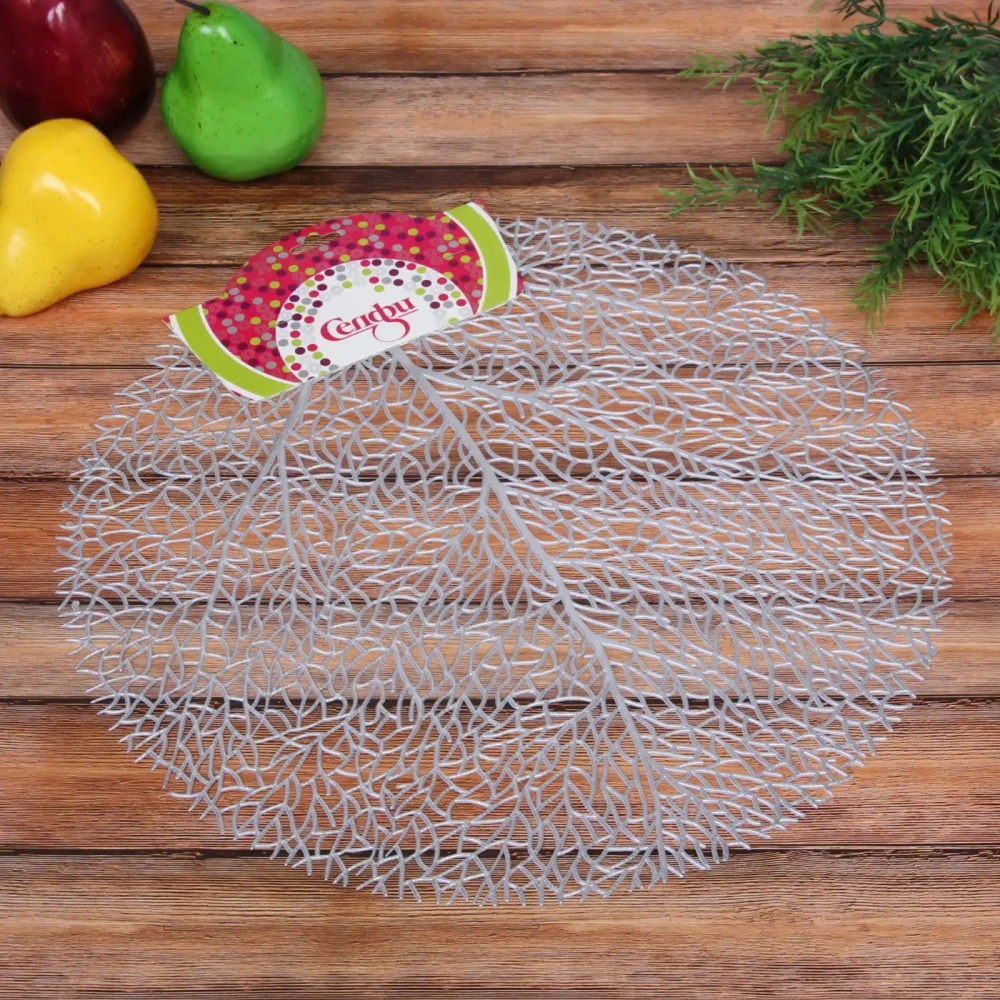 Салфетка на стол 38см «Дерево паутинка» серебро