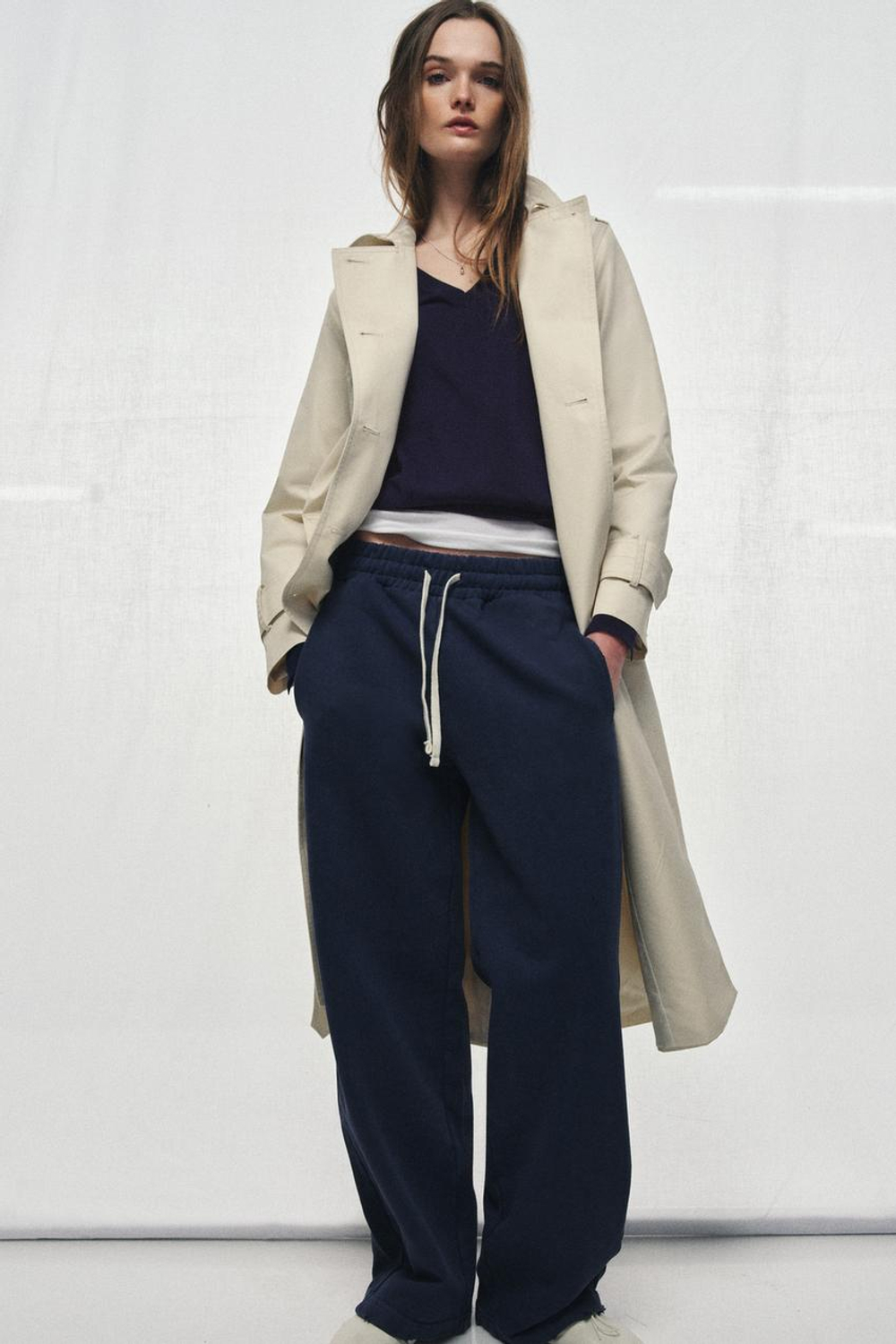 ZARA ДЛИННЫЙ С ПОЯСОМ — ZW COLLECTION, СВЕТЛО-БЕЖЕВЫЙ