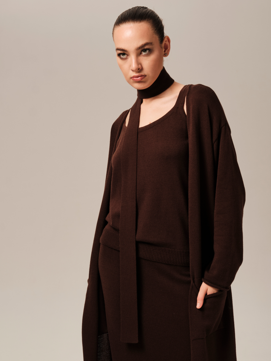 C0385-03 Кардиган темно-коричневый dbr (L-XL/164)