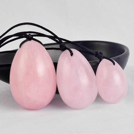 Массажный яйцо-тренажер - Yoni Egg (розовый кварц, набор из 3 штук)
