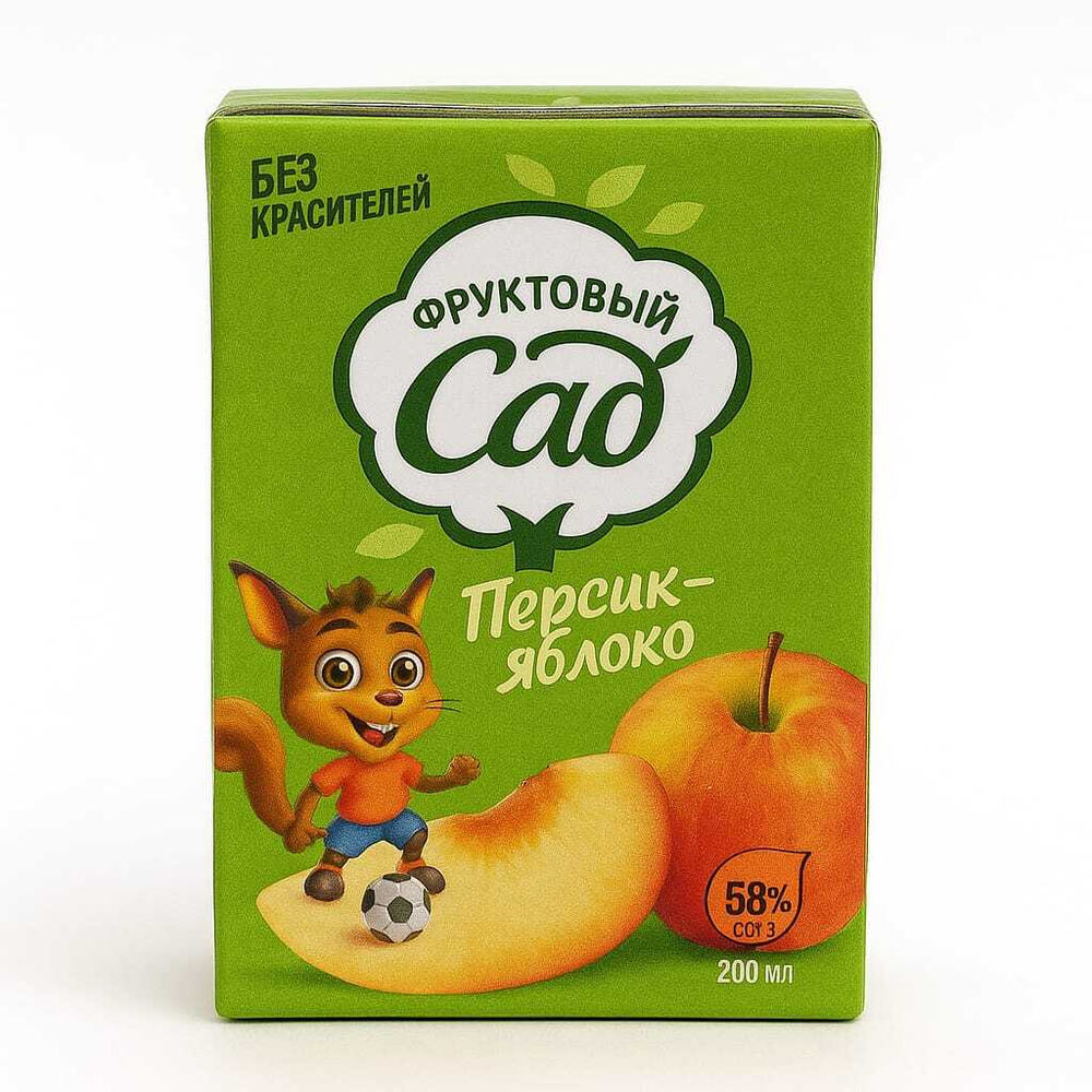 Натуральный сок Фруктовый Сад персик-яблоко 0,2 л