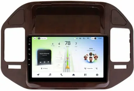 Магнитола для Mitsubishi Pajero 3, Montero 3 1999-2006 (рамка дерево) - Teyes CC4L монитор 9" IPS на Android 14, Snapdragon 662, CarPlay, 4G SIM-слот