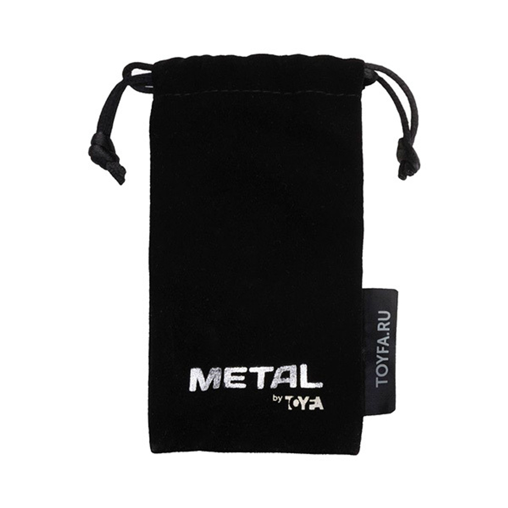 Большая серебристая коническая анальная пробка 7,2см с красным кристаллом ToyFa Metal 717010-9