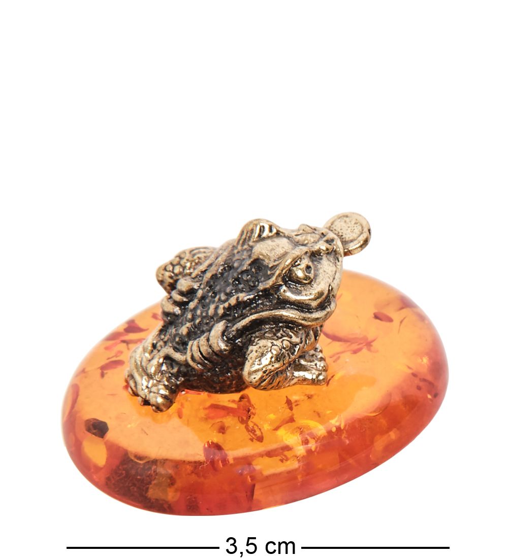 Народные промыслы AM-1819 Фигурка «Лягушка фэншуй» (латунь, янтарь)