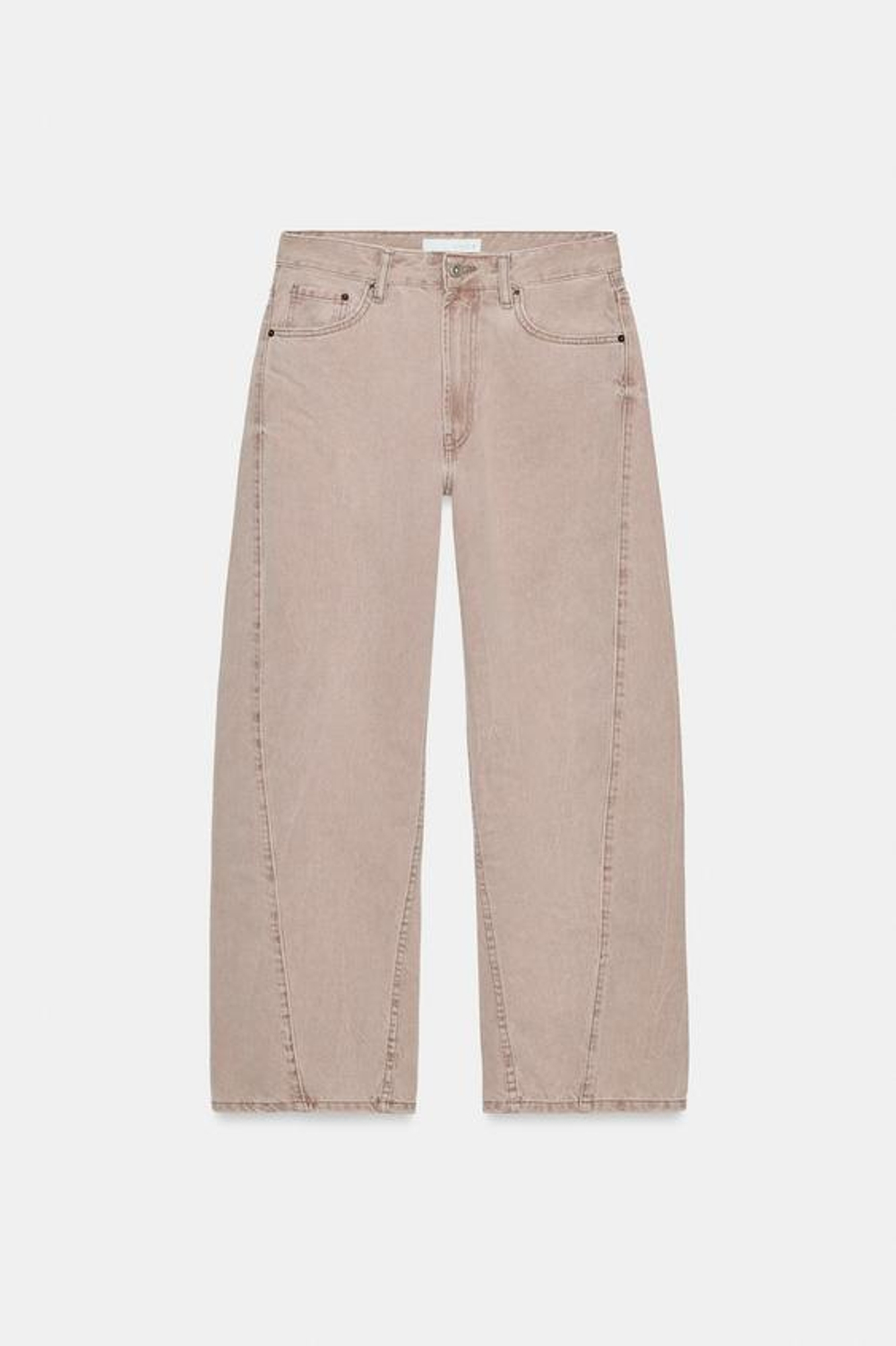 ZARA ДЖИНСЫ TRF BAGGY BALLOON СО СРЕДНЕЙ ПОСАДКОЙ, ЛИНЯЛЫЙ РОЗОВЫЙ