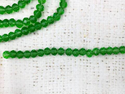 Бусины граненые Рондель, d 6 мм, (1уп=10нитей), зелёный