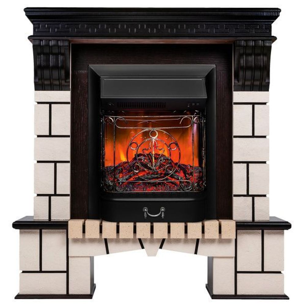 Электрокамин RealFlame Stone AO античный дуб с очагом Majestic Lux Black
