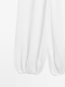 Massimo Dutti Льняные брюки-саруэль, экрю