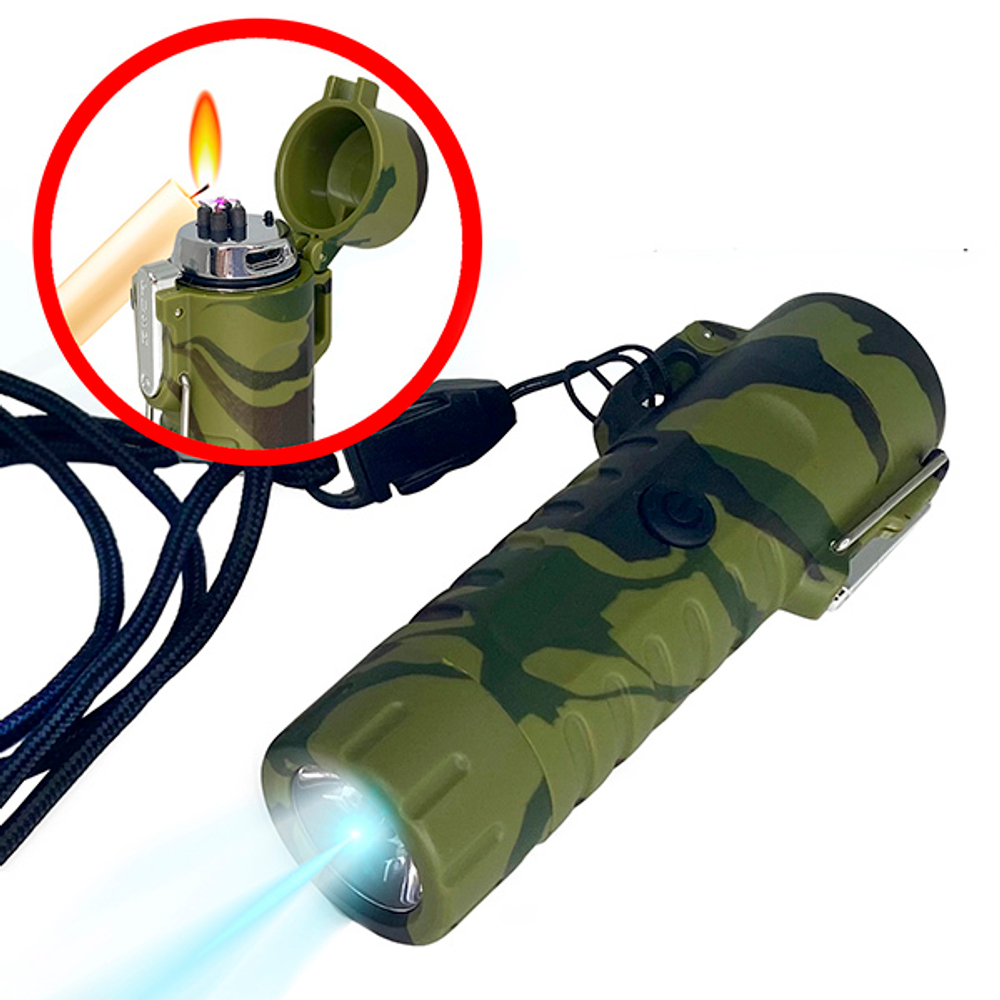 USB-фонарик с ветростойкой дуговой зажигалкой (камуфляж)